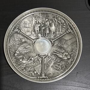 Artina SKS Zinn 95% Pewter Plate German 3D Medieval Scene Wall Hanging Decor